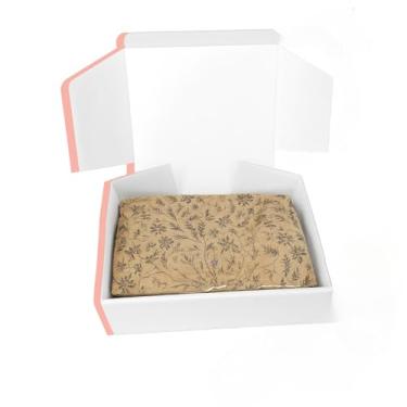 Imagem de Caixa Presente, Caixa Papelão Montavel, Kit Caixas de Papelão Branca com Papel de Seda 20x16x7cm, Adequado para Embalagens de Correio Expresso E-Commerce(10 Caixas)