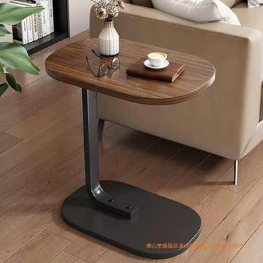 Imagem de Mesa De Apoio Lateral Para Sofá Cama Notebook Portatil - Base de Ferro e MDF(marrom/preta)