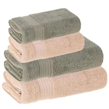 Imagem de Jogo Toalhas Banho Gigante e Rosto 4 Pçs Magna 600g/m Karsten, Verde e