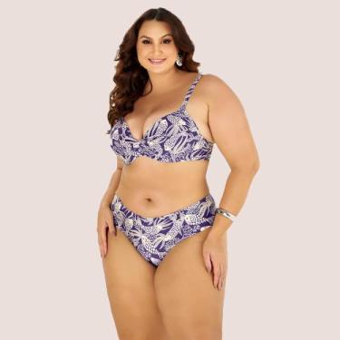 Imagem de Conjunto Biquíni Banho De Mar Moda Praia Plus Size, Azul, 54