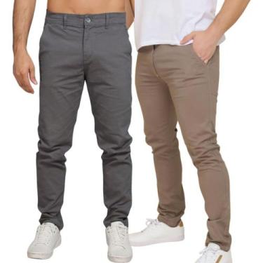 Imagem de Kit 2 Calça Sarja Masculina Calca Masculino Com Lycra Elastano - NoBra
