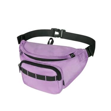 Imagem de Pochetes ajustáveis para mulheres e homens, bolsa de cinto com zíper, bolsas de cintura modernas, bolsa transversal no peito, bolsas de bumbum, Roxo claro, Pacotes de cintura