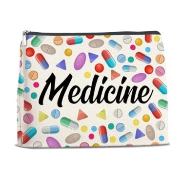 Imagem de Bolsa de maquiagem com zíper para medicamentos, presente para mulheres, farmacêuticas, enfermeiras, medicamentos, bolsa de armazenamento, Multicor