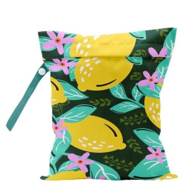 Imagem de Bolsa úmida de limão reutilizável para viagens, praia, piscina, academia, banho, bolsa impermeável para roupa de banho, pano de ginástica sujo, bolsas de cosméticos para fraldas, organizador de creche