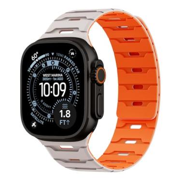Imagem de Pulseira de silicone magnética para Apple Watch 49 mm, 46 mm, 45 mm, 44 mm, 42 mm, 41 mm, 40 mm, 38 mm, feminino e masculino, pulseira de borracha à prova d'água para iWatch Ultra 3 /SE 3/Series 11 10