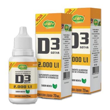 Imagem de Kit 2 Vitamina D3 2.000 Ui Unilife Menta 20Ml