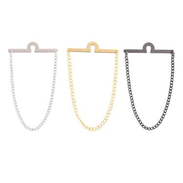 Imagem de 3 Correntes de Gravata para Homens, Correntes de Gravata com Fechos Anel Acessórios Terno Masculinos Elegantes para Negócios e Casamento (Dourado, Prateado, Preto)