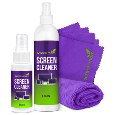 Imagem de Pacote de limpeza de tela em spray e panos de microfibra Screen Mom