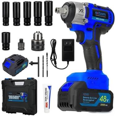 Imagem de Parafusadeira Furadeira de Impacto 48V, Chave Impacto, Potência Profissional para Construção e Marcenaria