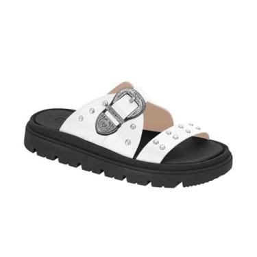 Imagem de Tamanco Feminino Moleca Flatform Tiras Cruzadas Fivela Branco 37