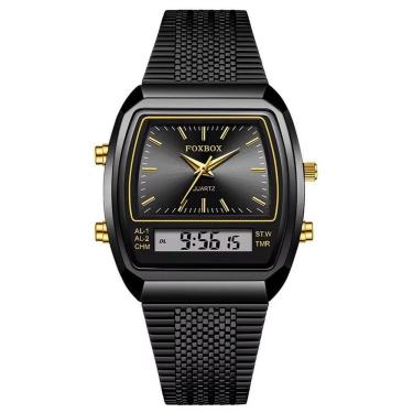 Imagem de Relógio Esportivo Digital à Prova Dágua Em Aço Inoxidavel Masculino Preto Fosco