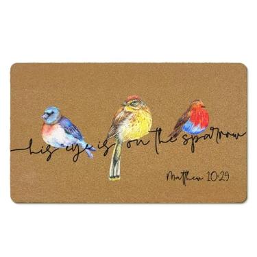 Imagem de EGBTL Tapete de porta de fibra de coco cristão para ambientes externos, Matthew 10:29 versículo da Bíblia tapete de porta da frente entrada externa, capacho cristão religioso, entrada interna para