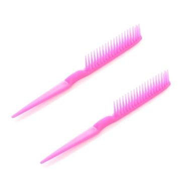 Imagem de Conjunto de pente de dentes finos de 2 peças - projetado com precisão para penteados e detalhes (rosa)