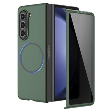 Imagem de Ruky Capa de corpo inteiro para Galaxy Z Fold 5, capa rígida de policarbonato à prova de choque com protetor de tela de privacidade integrado e compatível com MagSafe Capa protetora para celular para