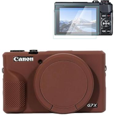 Imagem de Rieibi Capa de silicone para Canon G7X Mark III, acessórios G7X Mark III com 2 protetores Sreen, capa de lente removível para Canon G7X Mark III