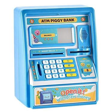 Imagem de Cofrinho ATM com sensor de impressão digital, inserção de cartão, auto