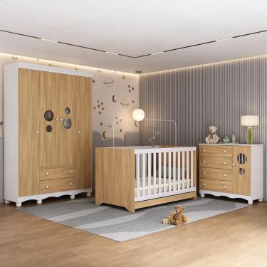 Imagem de Quarto de Bebê Completo com Berço Americano 3 em 1 Suspiro Multimóveis MP4616