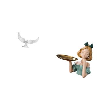 Imagem de Fenteer Estátua de Anjo de Resina, Princesa, Asa, Estatueta, Artesanato, Arte Moderna, Porta-chaves, Bandeja, Ornamento Multiuso Elegante para Escritório, Ina