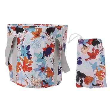 Imagem de Bacia dobrável para banho de pés, portátil, isolada em pvc, banheira de imersão, balde de água com alça para acampamento ao ar livre, viagem (Folha de bordo branca)