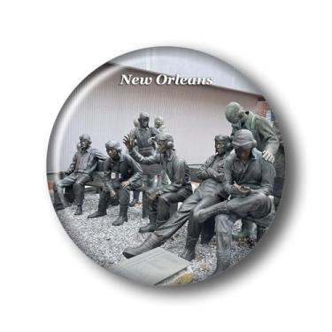 Imagem de Louisiana New Orleans The National WWII Museum Adesivo ímã de geladeira vidro cristal 3D ímãs de geladeira viagem cidade de Nova Orleans lembrança colecionáveis presentes decoração de geladeira