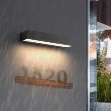 Imagem de GZZBMY Lâmpadas de parede LED para exterior IP65 à prova d'água alumínio lâmpada de parede externa moderna longa iluminação de parede interior/exterior para terraço sala de estar corredor escada (luz