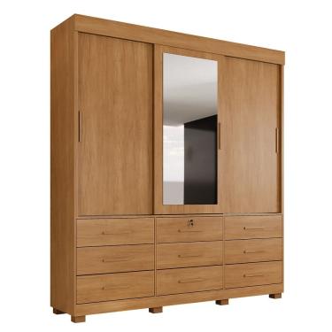 Imagem de Guarda Roupa Londres 3 Portas 9 Gavetas 4 Prateleiras Com Espelho - Benetil