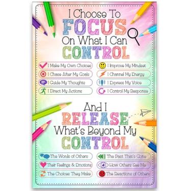 Imagem de Impressão sem moldura I Choose To Focus On What I Can Control 12x18 – Pôster motivacional para sala de aula laminado decoração educacional SEL pôsteres para sala de aula, mentalidade positiva, arte de