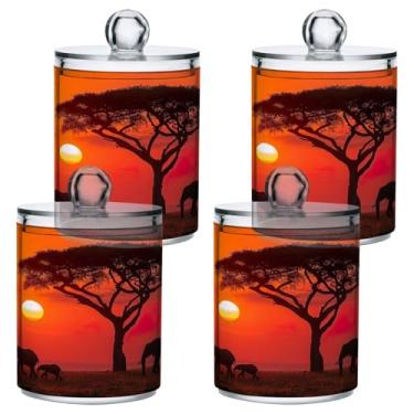 Imagem de ATTX Elephant Family Dispensador de suporte Qtip para bola de algodão, cotonete, frasco de boticário de plástico transparente, decoração de casa, pote de armazenamento de cozinha, pacote com 4 (3)