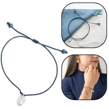 Imagem de Pulseira Nossa Senhora das Graças Fio Fino Azul Marinho - FORNECEDOR 1