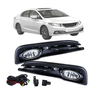 Imagem de LEVANLIGHT Conjunto de faróis de neblina compatível com Hon da Civic 2013 2014 2015 Hon da Civic 4 portas para-choques dianteiros faróis de neblina luzes de condução com interruptor/lâmpada lente