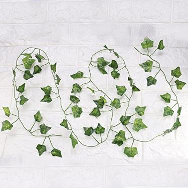 Imagem de Cryfokt Folhas Falsas Artificiais Penduradas Em Videiras, Decoração de de Répteis Realistas para Lagartos, Lagartixas, 6,89 Pés (folhas de hera)