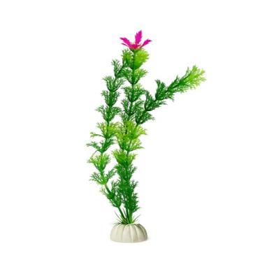 Imagem de D & K Exclusives Plantas artificiais de aquário, pacote com 10 decorações de aquário de plástico de 20 cm, decoração colorida de paisagem aquática para água doce, tanques tropicais (planta samambaia
