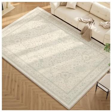 Imagem de SPXMQSS Tapetes para sala de estar, antiderrapante de pelo baixo, tapete grande, lavável, para sala de estar, retangular, resistente a manchas, para casa, escritório, sala de jantar D 200 x 300 cm