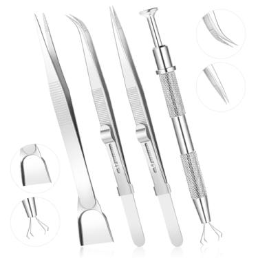 Imagem de Conjunto de 4 peças, 4 peças, canetas de borrifador de pérolas, para decoração de bolo, granulado, conjunto de ferramentas, pinças de cupcake de aço inoxidável, colher com pá, cabeça, bolo, bolo