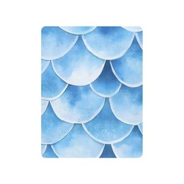 Imagem de xigua Lençol de berço azul com escama de peixe para meninas e meninos, macio e respirável, adequado para berço padrão e cama infantil 68,5 x 99 cm