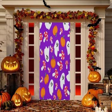 Imagem de Wassud Horror com cogumelos decoração de capa de porta banner interno externo decoração de casa de varanda grande decoração de porta da frente 96 x 98 polegadas