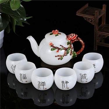 Imagem de Conjunto de chá de porcelana xícaras de chá de flores esmaltadas artesanais exclusivas borboleta rosa conjuntos de chá de cerâmica para chá florescendo folha solta caixa de presente, D