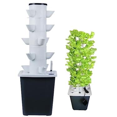 Imagem de LMJYU Sistema de cultivo hidropônico de jardim 15/20/25/30 cápsulas, kit de cultivo aeropônico, sistema de plantio aquapônico com bomba hidratante, adaptador, vasos de rede, temporizador para ervas