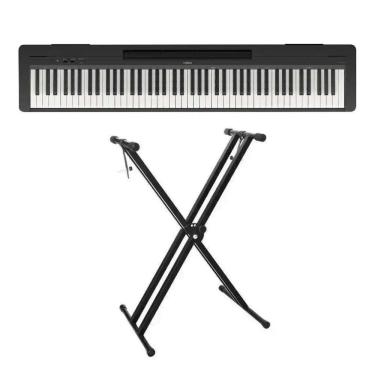 Imagem de Piano Digital Yamaha  Bluetooth P-145  - 88 Teclas GHC Toque Realista + Suporte em X