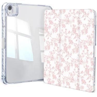 Imagem de Jngnpn Capa para iPad Air 11 polegadas M3 (2025)/M2 (2024), iPad Air 5ª (2022)/4ª geração (2020) 10,9 polegadas, iPad Pro 11 polegadas 2018 1ª, capa traseira transparente com três dobras com suporte