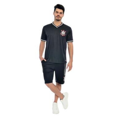 Imagem de Camisa Corinthians Fitness Punho e Gola Retilíneo-Masculino