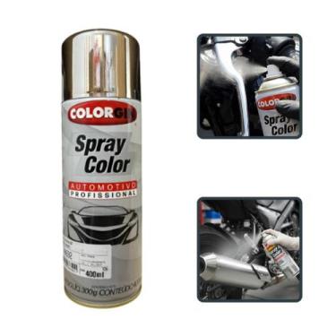 Imagem de Spray color efeito cromado spray automotivo colorgin 400ml