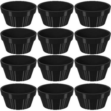 Imagem de Kit 12 Ramekin 30ml Molho Maionese Shoyu Restaurante Preto Ramequim Or