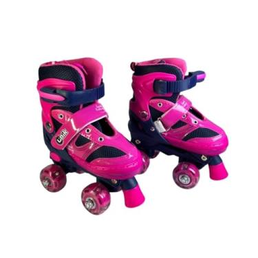 Imagem de Patins Infantil 4 Rodas com LED, Rosa, Tamanho 35-38