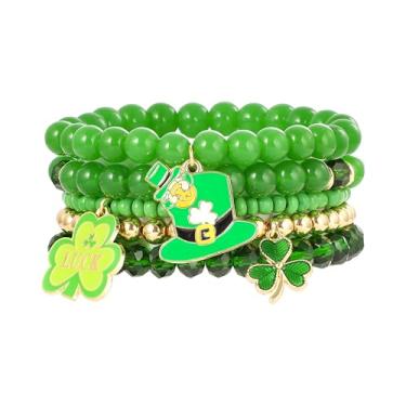 Imagem de RISHEGAE Pulseiras de contas douradas para mulheres, conjunto de pulseiras elásticas ajustáveis, empilháveis, joias modernas, presentes para mulheres, 6.8, Vidro Plástico Resina, Sem Pedra Preciosa