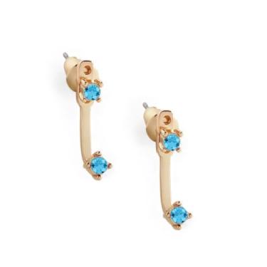 Imagem de Mint & Lily Brincos femininos com pingente de pedra do mês de nascimento – banhado a ouro 18 K sobre aço inoxidável, presente elegante para mulheres, 14mm, Aço inoxidável, Sem pedra preciosa