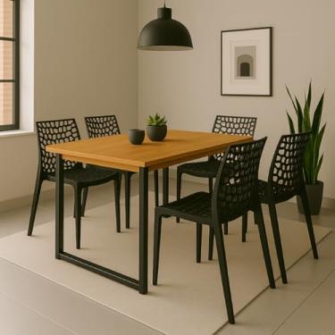 Imagem de Mesa com 4 Cadeiras Gruvyer Estilo Industrial e Conforto para Sua Casa Moderna