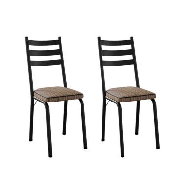 Imagem de Conjunto com 2 Cadeiras New Revestimento Sintético Rattan e Preto