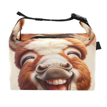 Imagem de TSENQUE Lindo burro adorável animal personalizado lancheira para mulheres meninas alça de ombro ajustável lancheira para trabalho fofa isolada