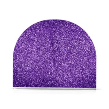 Imagem de Organizador de guardanapos de acrílico com glitter roxo, bandeja de guardanapo em forma de U para banheiro, suporte de toalha de papel de mão